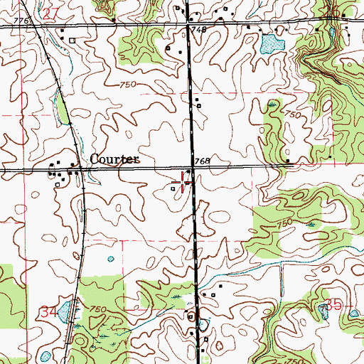 Topographic Map of Rush Strip, IN