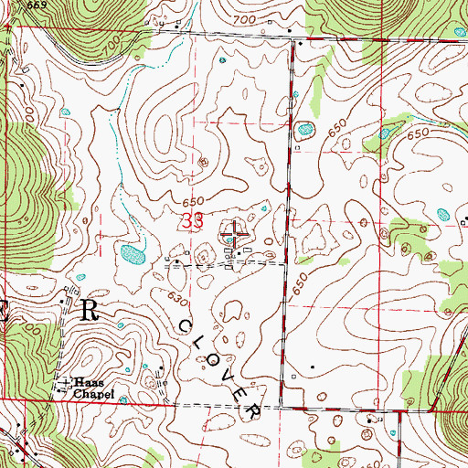 Topographic Map of Glen-Hire Ranch Airport (historical), IN