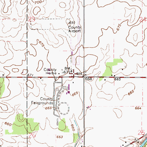 Topographic Map of Jasper County Airport, IN