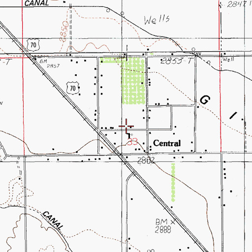 Topographic Map of Central Post Office, AZ