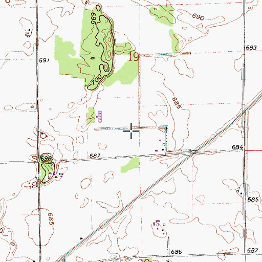 Topographic Map of Klopfenstein Airport (historical), IN