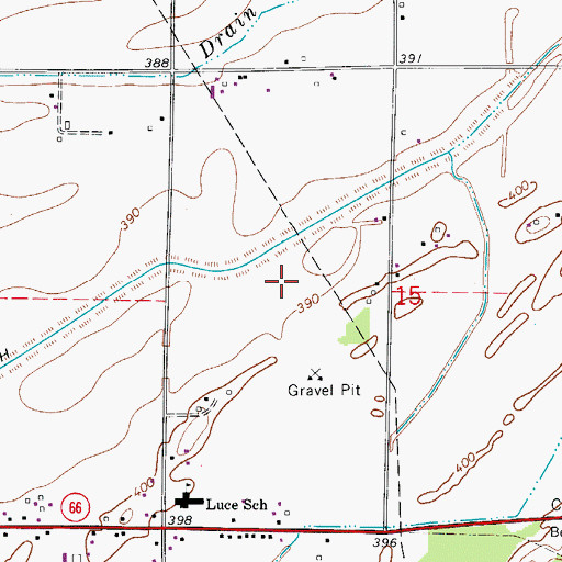 Topographic Map of Brauns Airport (historical), IN