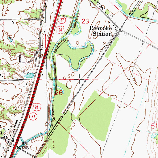 Topographic Map of Fisher Farm Airport (historical), IN