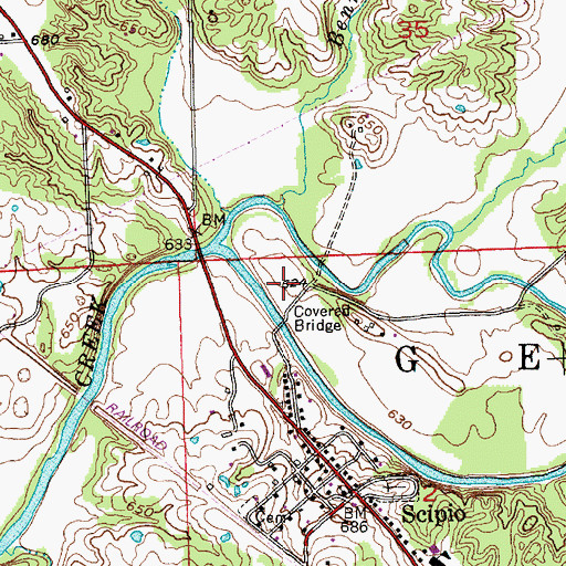 Topographic Map of Miller and Sons Farm Supply Airport (historical), IN