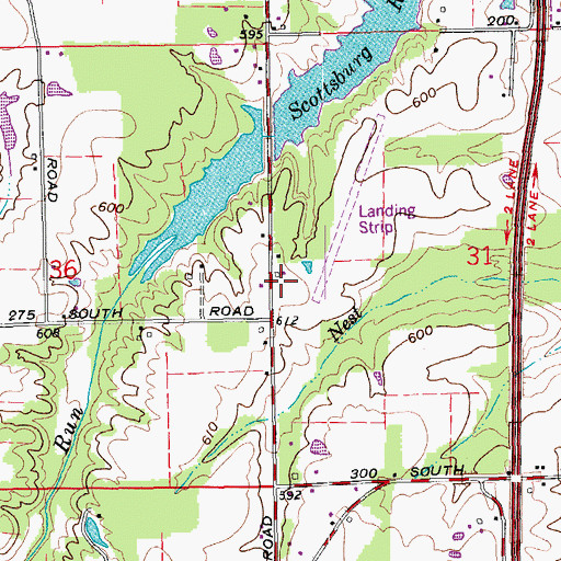 Topographic Map of Scottsburg Airport, IN