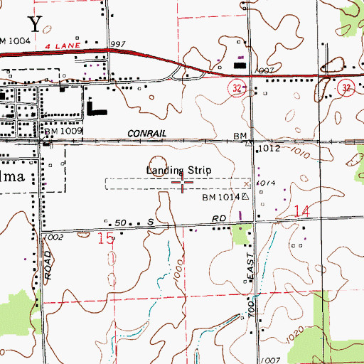 Topographic Map of Selma Airport (historical), IN