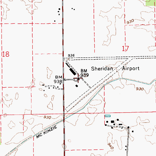 Topographic Map of Sheridan Airport, IN