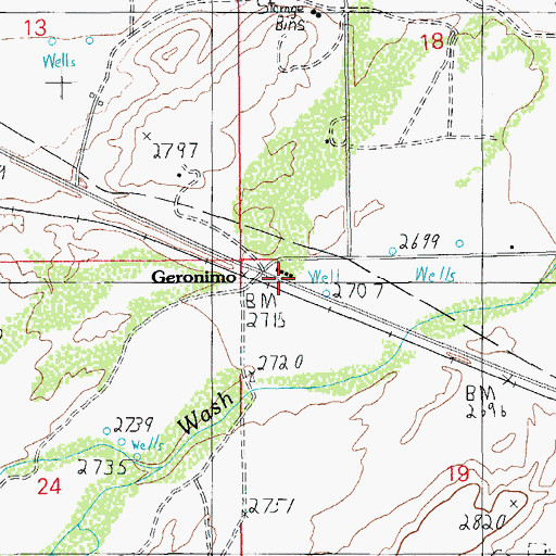 Topographic Map of Geronimo Post Office, AZ