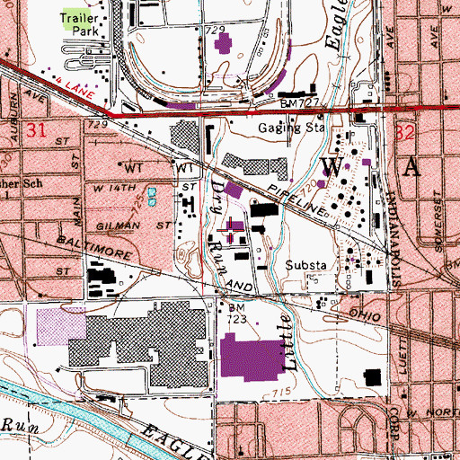 Topographic Map of 500 Airport, IN