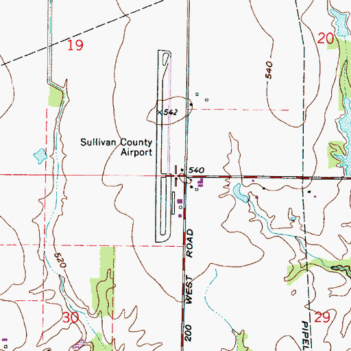 Topographic Map of Sullivan County Airport, IN