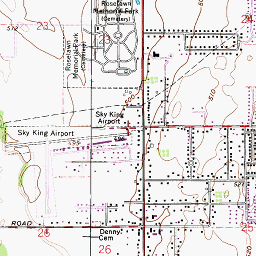 Topographic Map of Sky King Airport, IN