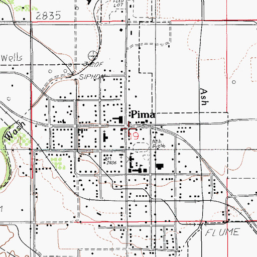 Topographic Map of Pima Post Office, AZ