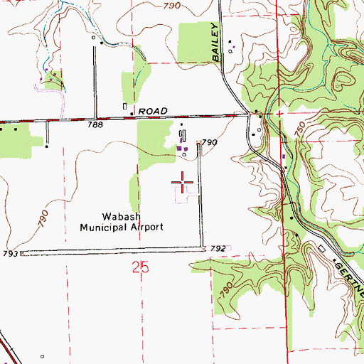 Topographic Map of Wabash Municipal Airport, IN