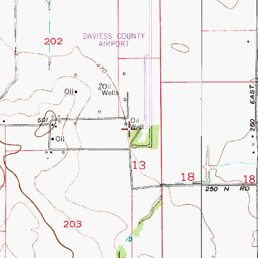 Topographic Map of Daviess County Airport, IN