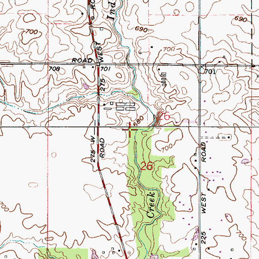 Topographic Map of Rush Airport (historical), IN