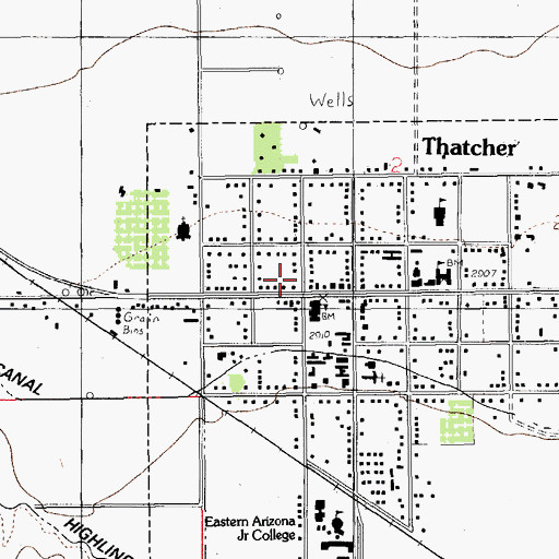Topographic Map of Thatcher Post Office, AZ