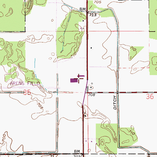 Topographic Map of Arens Field, IN