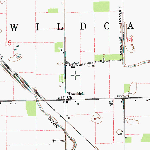Topographic Map of Zea Mays Airport (historical), IN