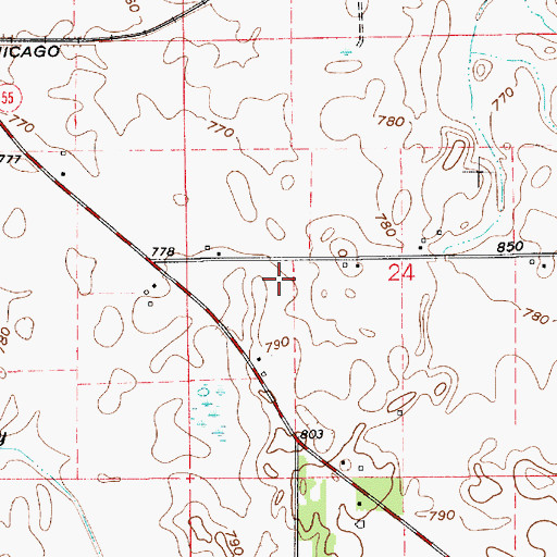 Topographic Map of Townsend Airport (historical), IN
