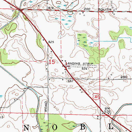 Topographic Map of Stangland Airport, IN