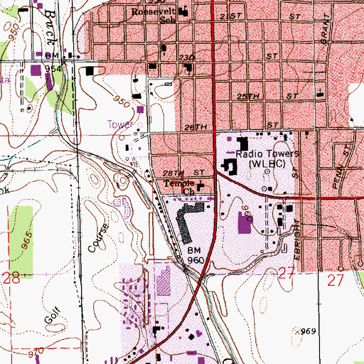 Topographic Map of Southway Plaza, IN
