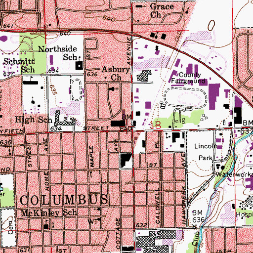 Topographic Map of 25th Street Shopping Center, IN