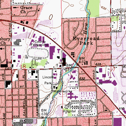 Topographic Map of Eastbrook Plaza, IN