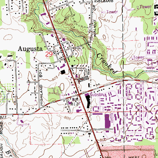 Topographic Map of Augusta Plaza, IN