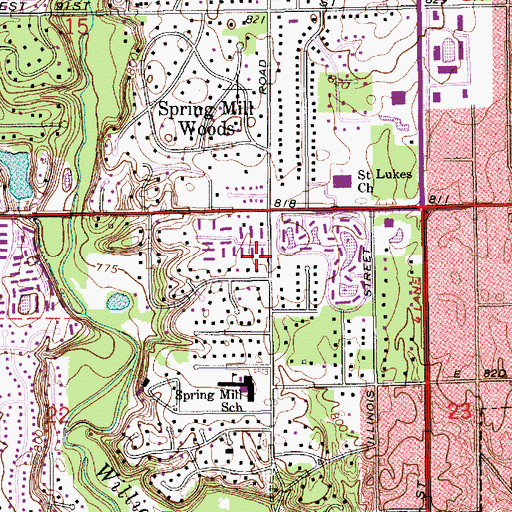 Topographic Map of Greenbriar Shopping Center, IN