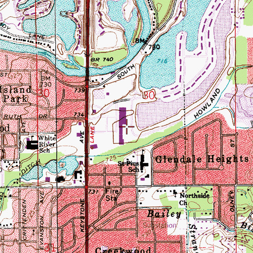 Topographic Map of Noregate Shopping Center, IN