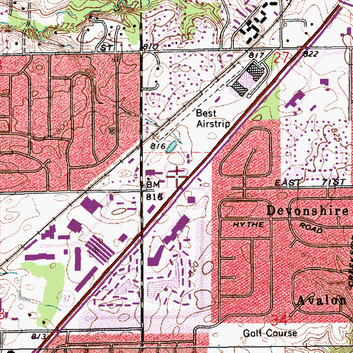 Topographic Map of Lakewood Villages Shoppes, IN