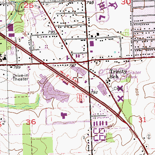 Topographic Map of Decatur Road Shopping Center, IN