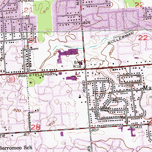 Topographic Map of Maplewood Plaza, IN