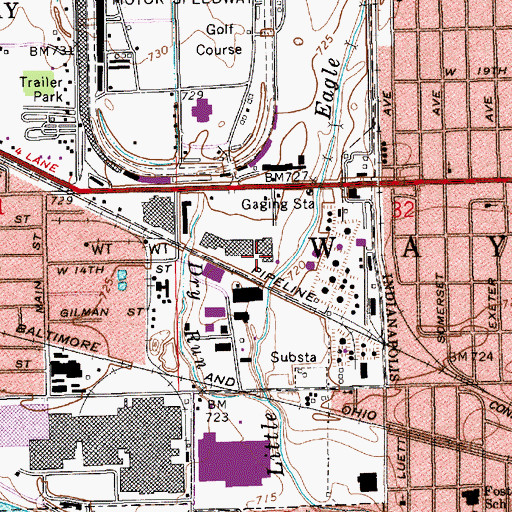 Topographic Map of 500 Shopping Center, IN