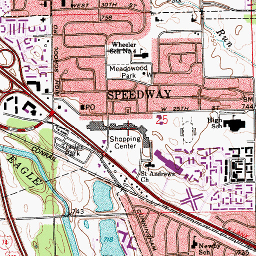 Topographic Map of Speedway Shopping Center, IN