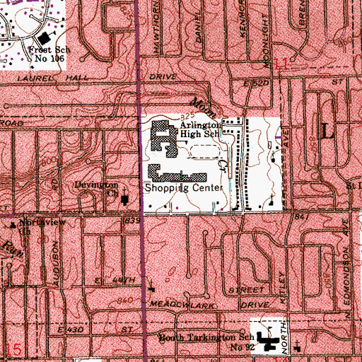 Topographic Map of Devington Shopping Center, IN