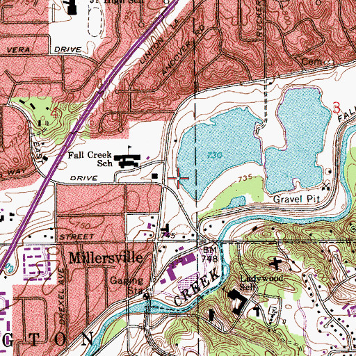 Topographic Map of Windridge Shopping Center, IN