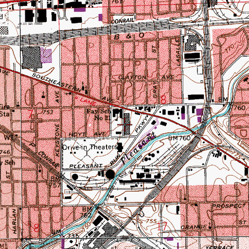Topographic Map of Twin-Aire Shopping Center, IN