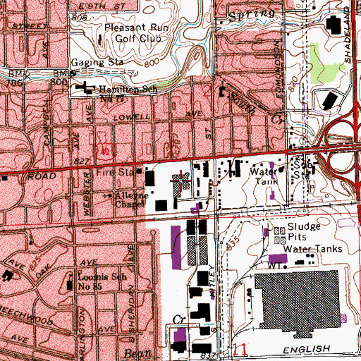 Topographic Map of Irvington Plaza, IN
