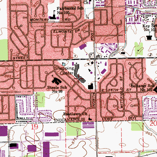 Topographic Map of North Eastwood Shopping Center, IN