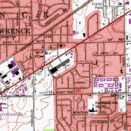 Topographic Map of Esquire Plaza, IN
