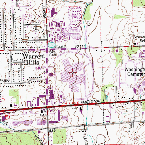 Topographic Map of Washington Square Shopping Center, IN