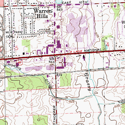 Topographic Map of Washington Shoppes, IN