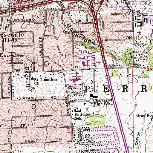 Topographic Map of Carson Square Shopping Center, IN