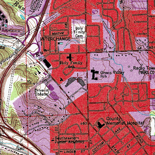 Topographic Map of New Albany Mall, IN
