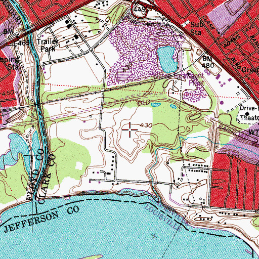 Topographic Map of Youngstown Shopping Center, IN