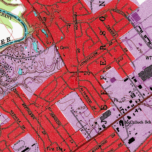 Topographic Map of Green Tree Mall, IN