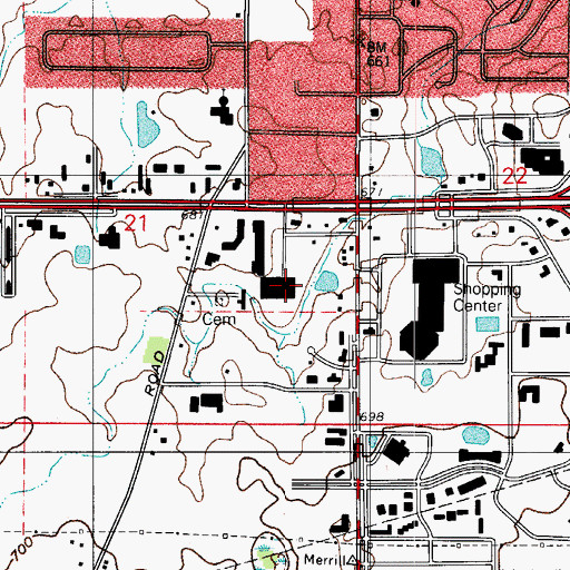 Topographic Map of Century Mall, IN