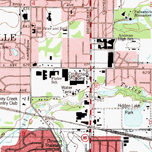 Topographic Map of Crossroad Plaza Shopping Center, IN