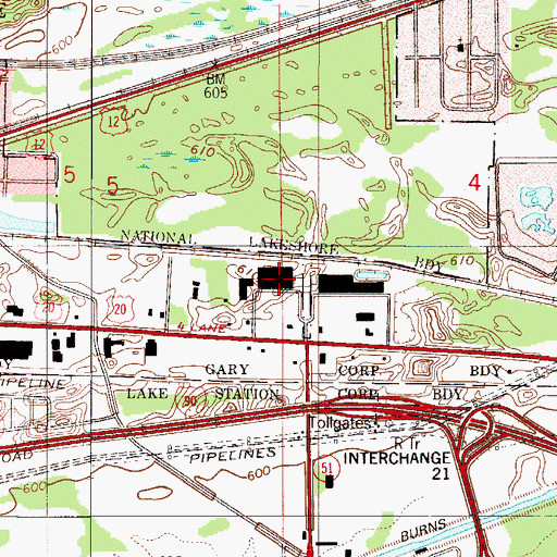 Topographic Map of Miller Mall, IN